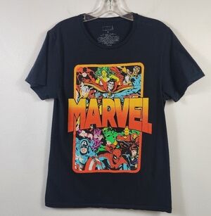 Marvel Men's Black and Multicolored Avengers Graphic T-Shirt, sz SM